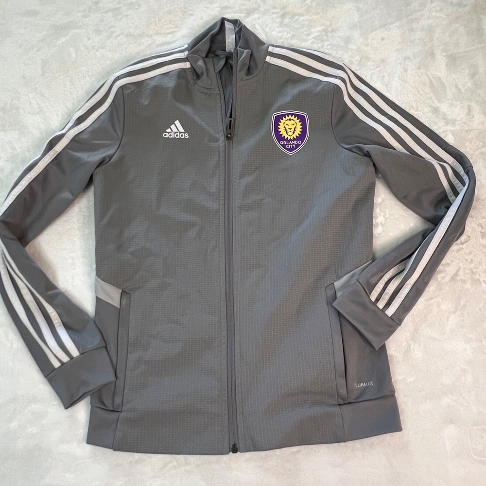 adidas Orlando City Track Jacket Womens Small Gray MLS Soccer Full Zip 10